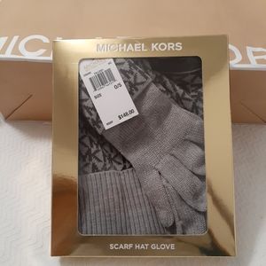 Michael Kors scarf hat gloves box gift set